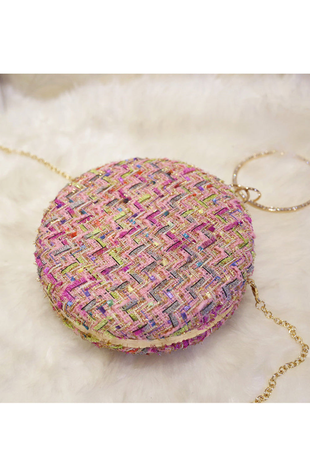 Women Fashion Round Clutch Beautiful Mini Bag