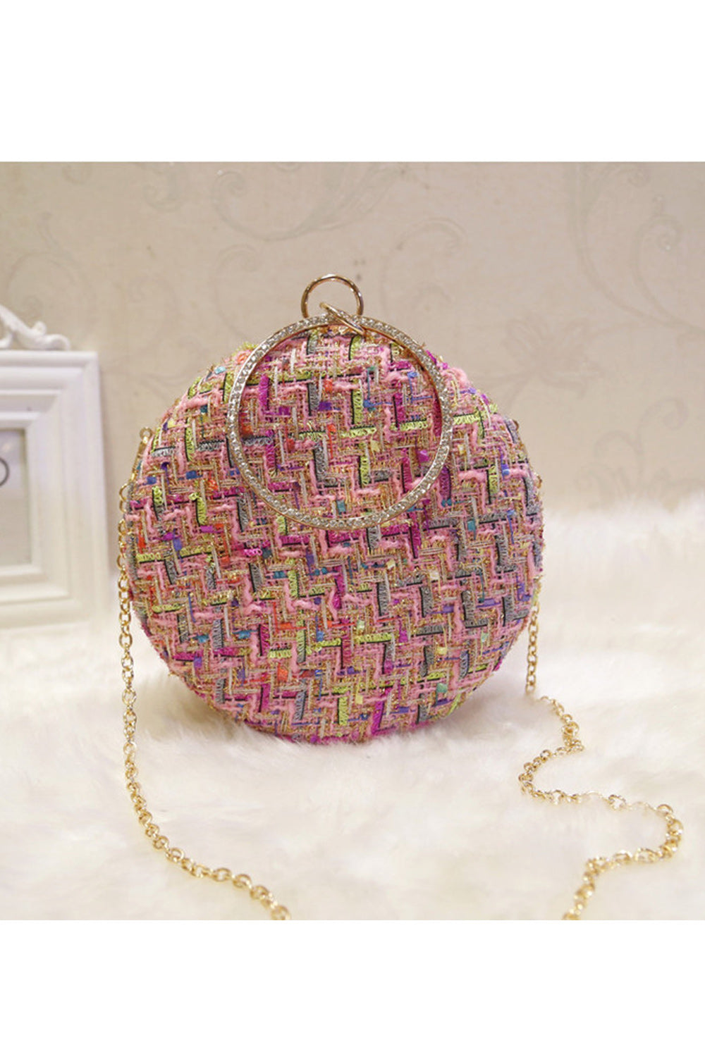 Women Fashion Round Clutch Beautiful Mini Bag