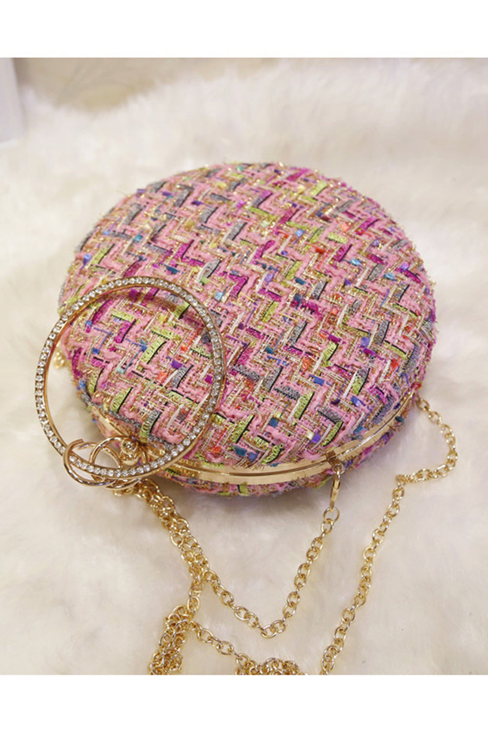 Women Fashion Round Clutch Beautiful Mini Bag