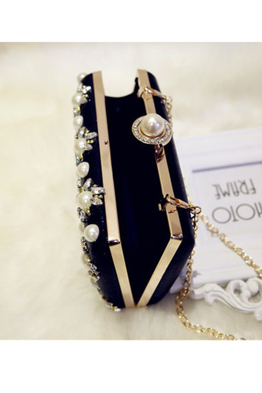 Women Enchanting Pearl Decorated Party Clutch Bag