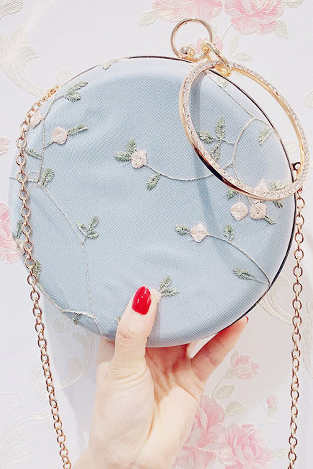 Women Fashion Printed Pattern Ring Clutch Bag