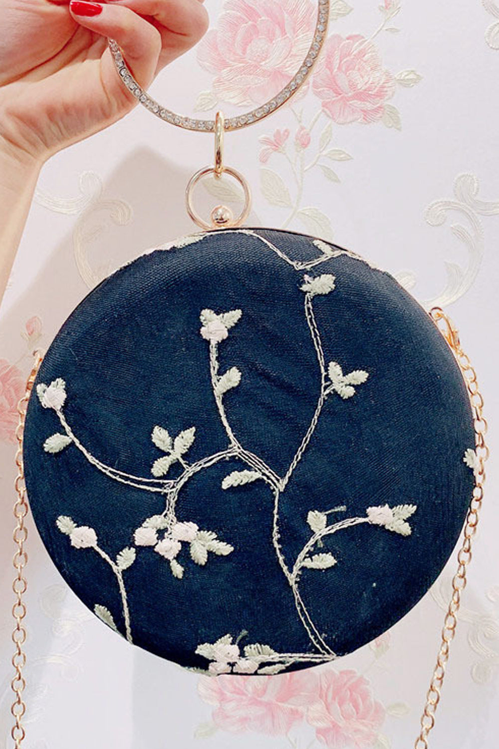 Women Fashion Printed Pattern Ring Clutch Bag