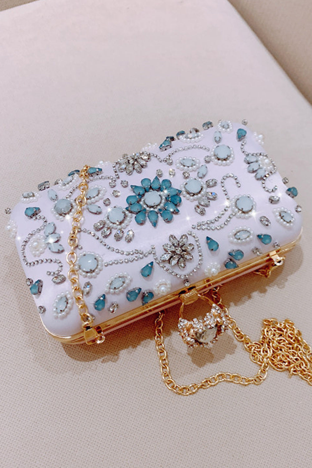 Women Beautiful Rhinesotne Decorated Ring Party Clutch Bag