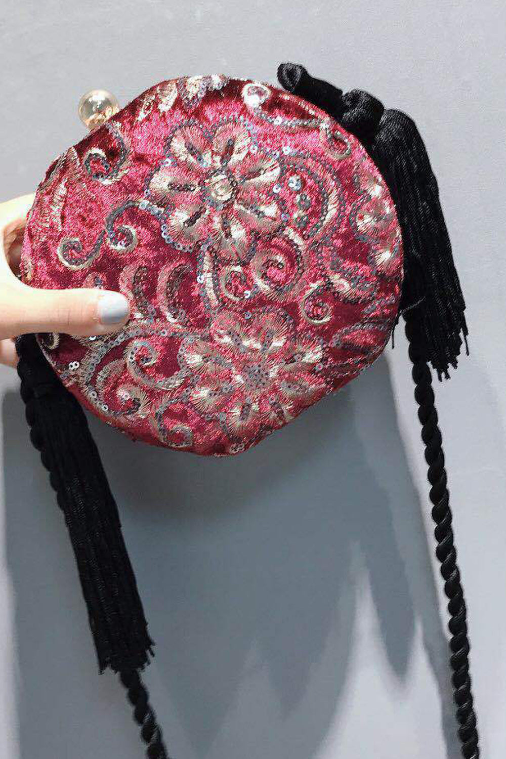 Women Sequins Decoration Rope Handle Clutch Bag