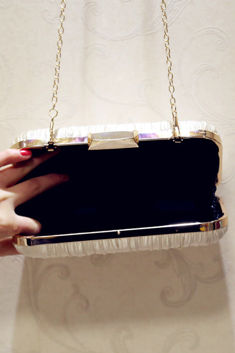 Women Fashion Pleated Pattern Party Clutch Bag