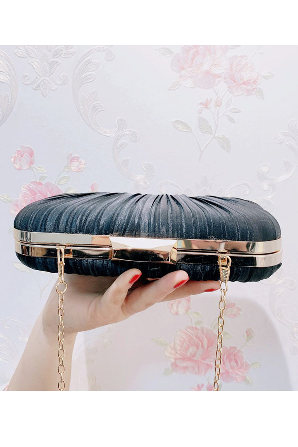 Women Fashion Pleated Pattern Party Clutch Bag