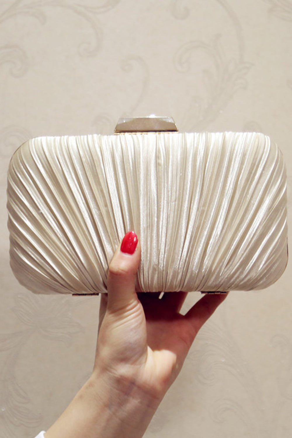 Women Fashion Pleated Pattern Party Clutch Bag