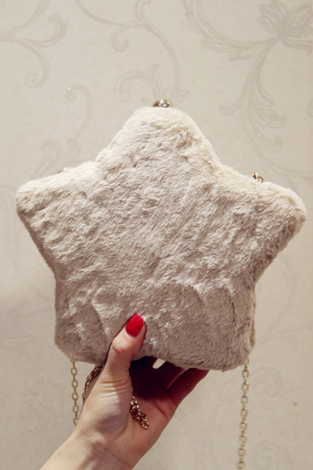 Women Fashion Soft Hairy Star Shape Clutch Bag