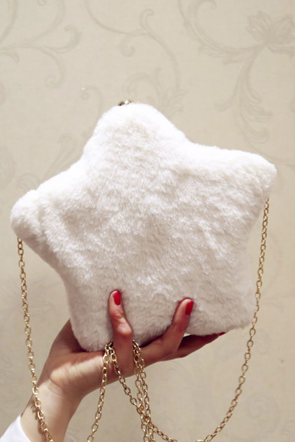 Women Fashion Soft Hairy Star Shape Clutch Bag