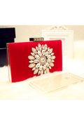 Women Rhinestone Decorated Evening Clutch Handbag