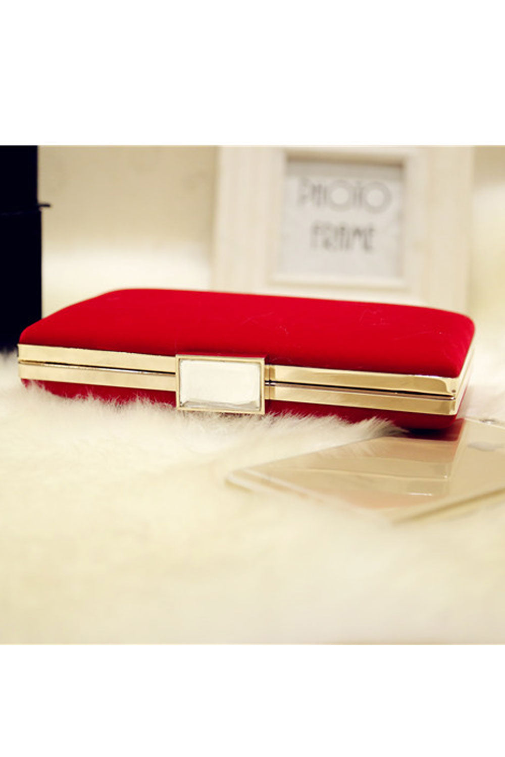 Women Rhinestone Decorated Evening Clutch Handbag