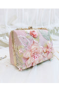 Women Flower Embroiderd Handle Party Clutch Bag