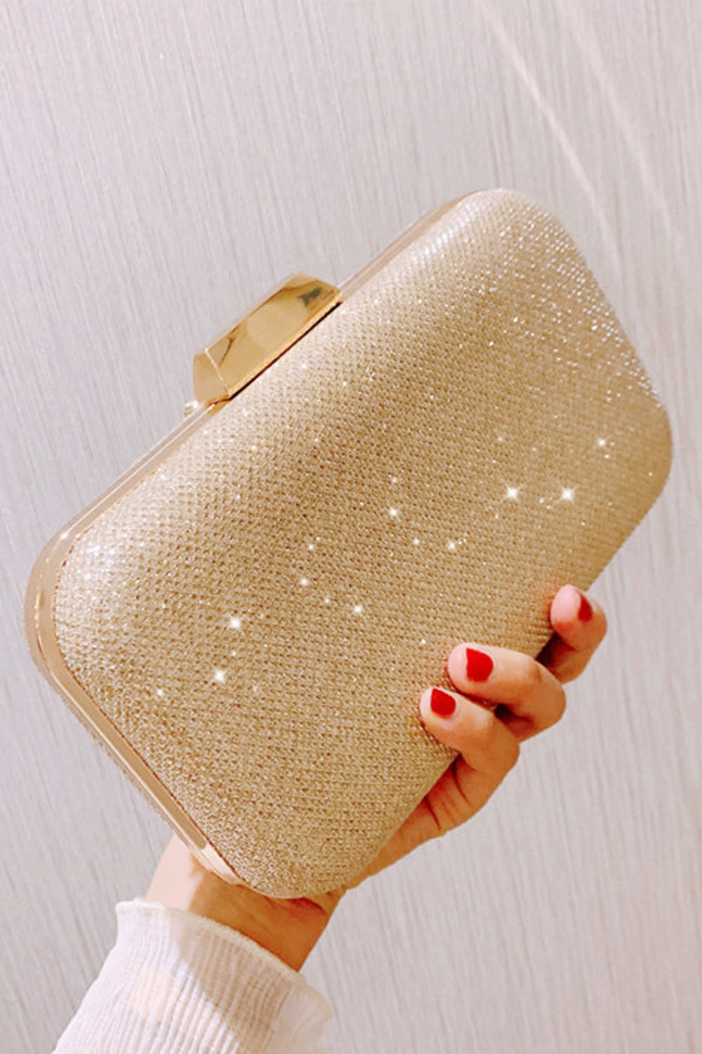Women Fashion Shiny Base Pearl Decorated Evening Bag