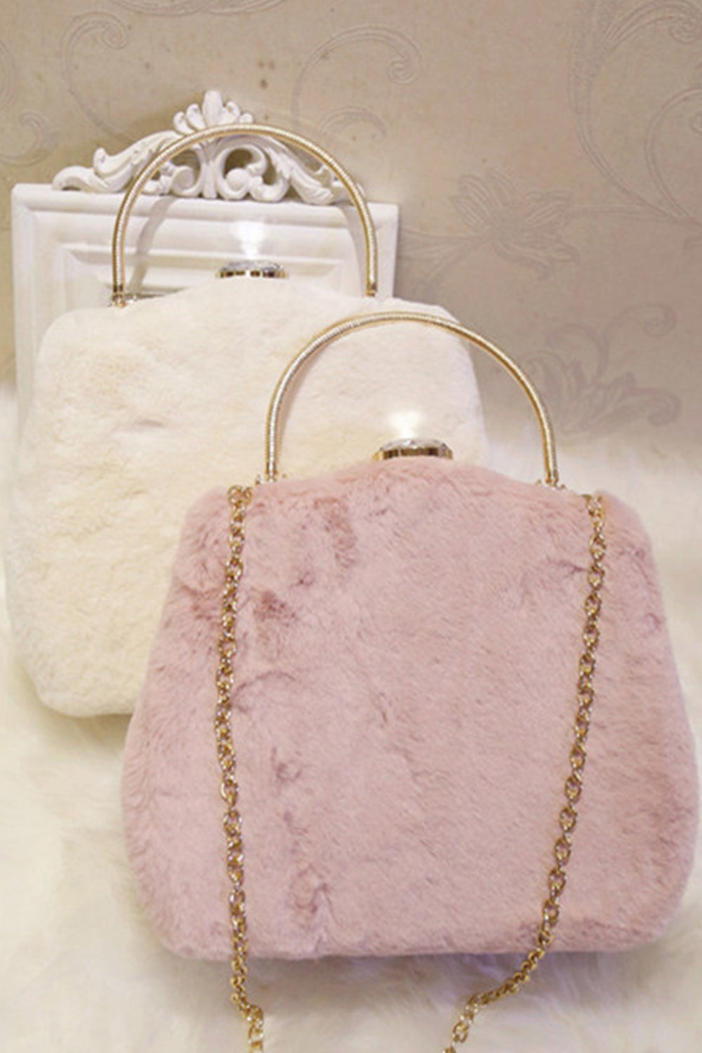 Women Beautiful Soft Hairy Evening Clutch Bag