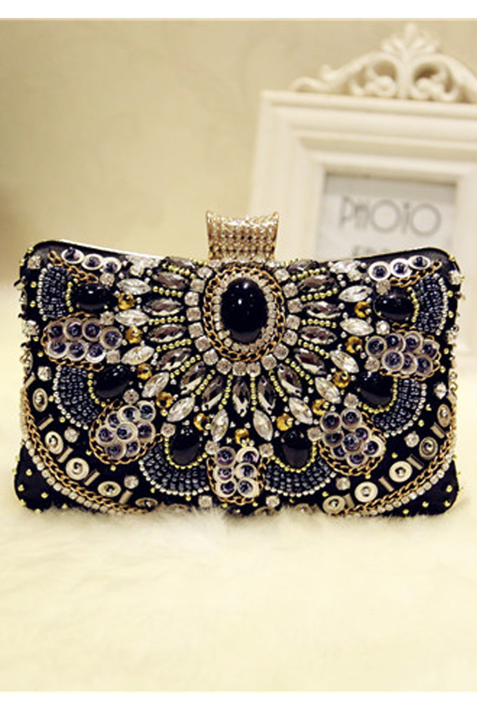 Women Rhinestone Decorated Fashionable Clutch Party Bag
