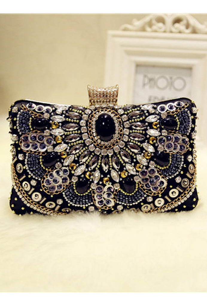 Women Rhinestone Decorated Fashionable Clutch Party Bag