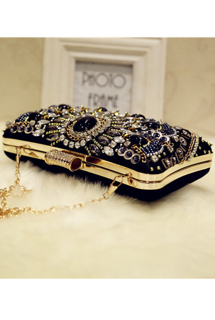 Women Rhinestone Decorated Fashionable Clutch Party Bag