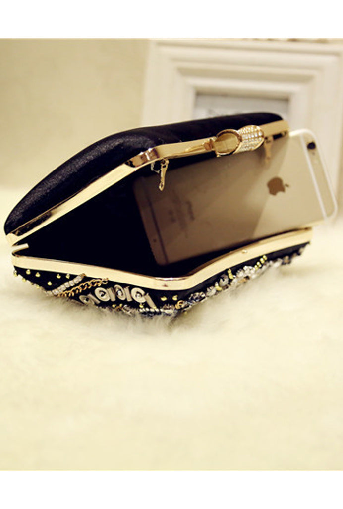 Women Rhinestone Decorated Fashionable Clutch Party Bag