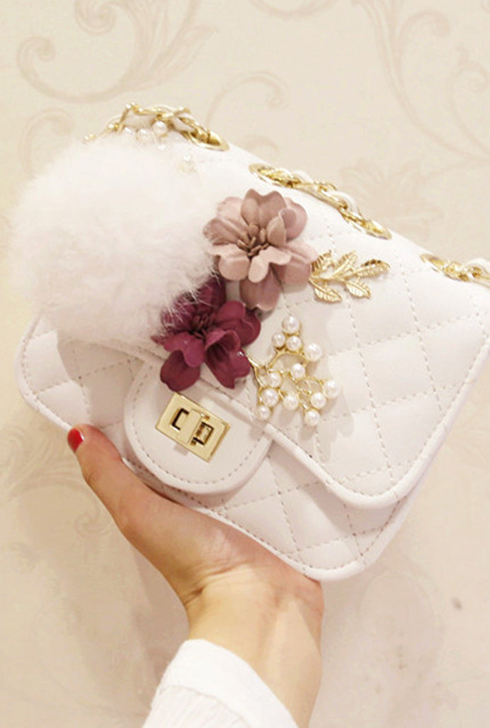 Women Beautiful Flower Decorated Diagonal Mini Handbag