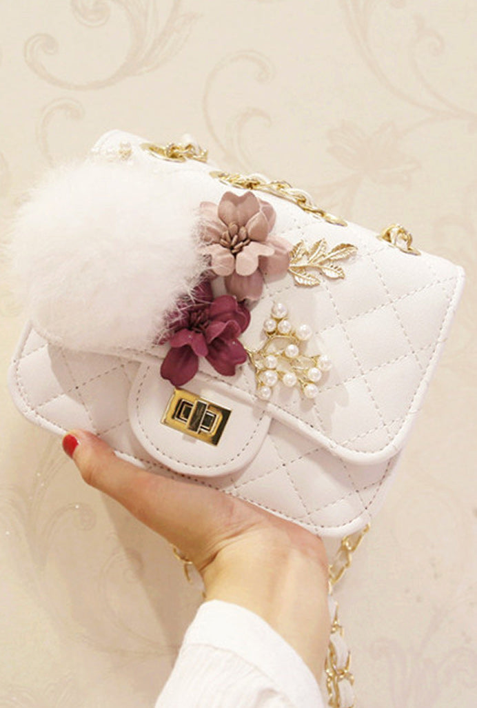 Women Beautiful Flower Decorated Diagonal Mini Handbag