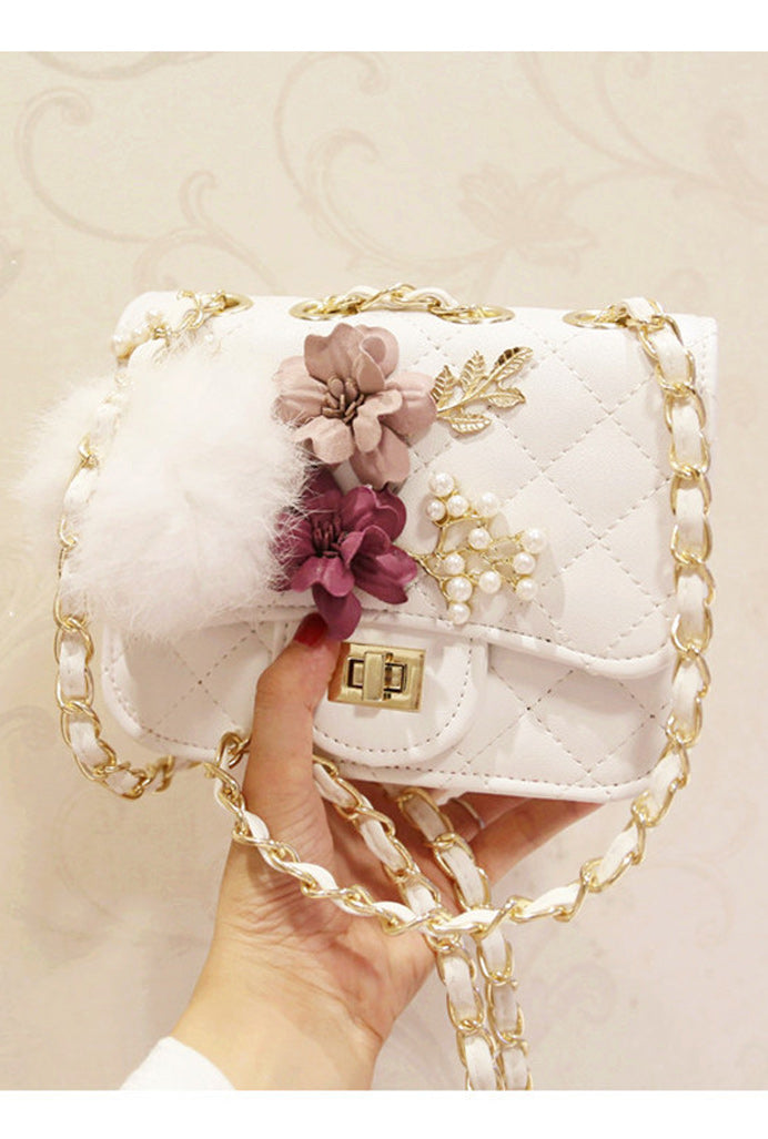 Women Beautiful Flower Decorated Diagonal Mini Handbag