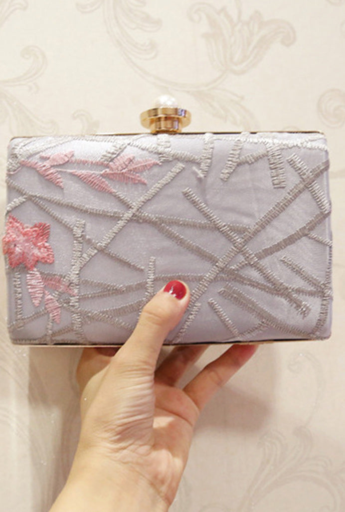 Women Embroidered Fashion Small Square Evening Bag