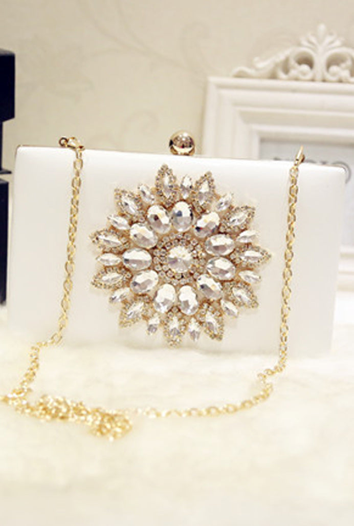 Women Beautiful Flower Hook Closure Party Clutch Bag