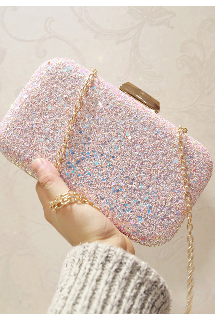 Women Fashion Shiny Base Diagonal Party Clutch Bag