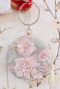 Women Flower Embroidered Hand Holder Clutch Bag