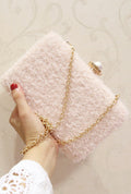 Women Soft Hairy Hook Closure Square Mini Clutch