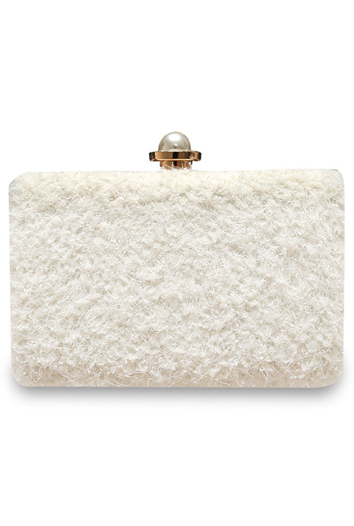 Women Soft Hairy Hook Closure Square Mini Clutch
