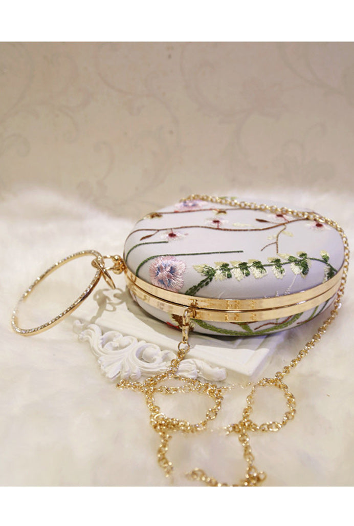 Women Beautiful Embroidered Round Shaped Clutch Bag