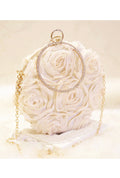 Women Beautiful Flower Hand Holder Round Clutch Bag