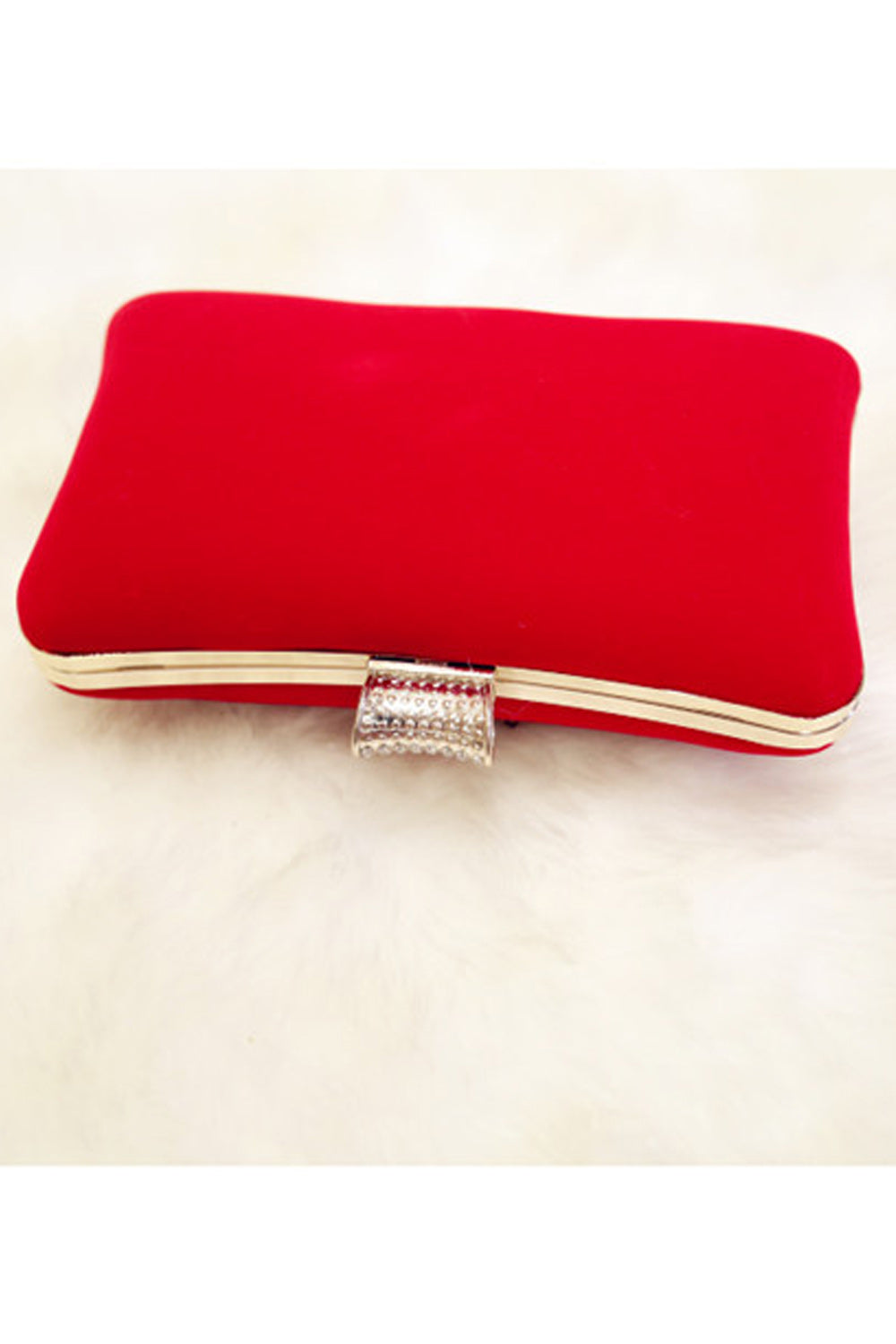 Women Hook Closure Rhinestone Decorated Party Clutch