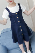 Kids Girls Beautiful Denim Flared Short Skirt Dress