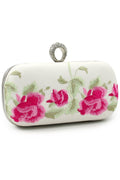 Women Flower Embroidered Ring Hook Clutch