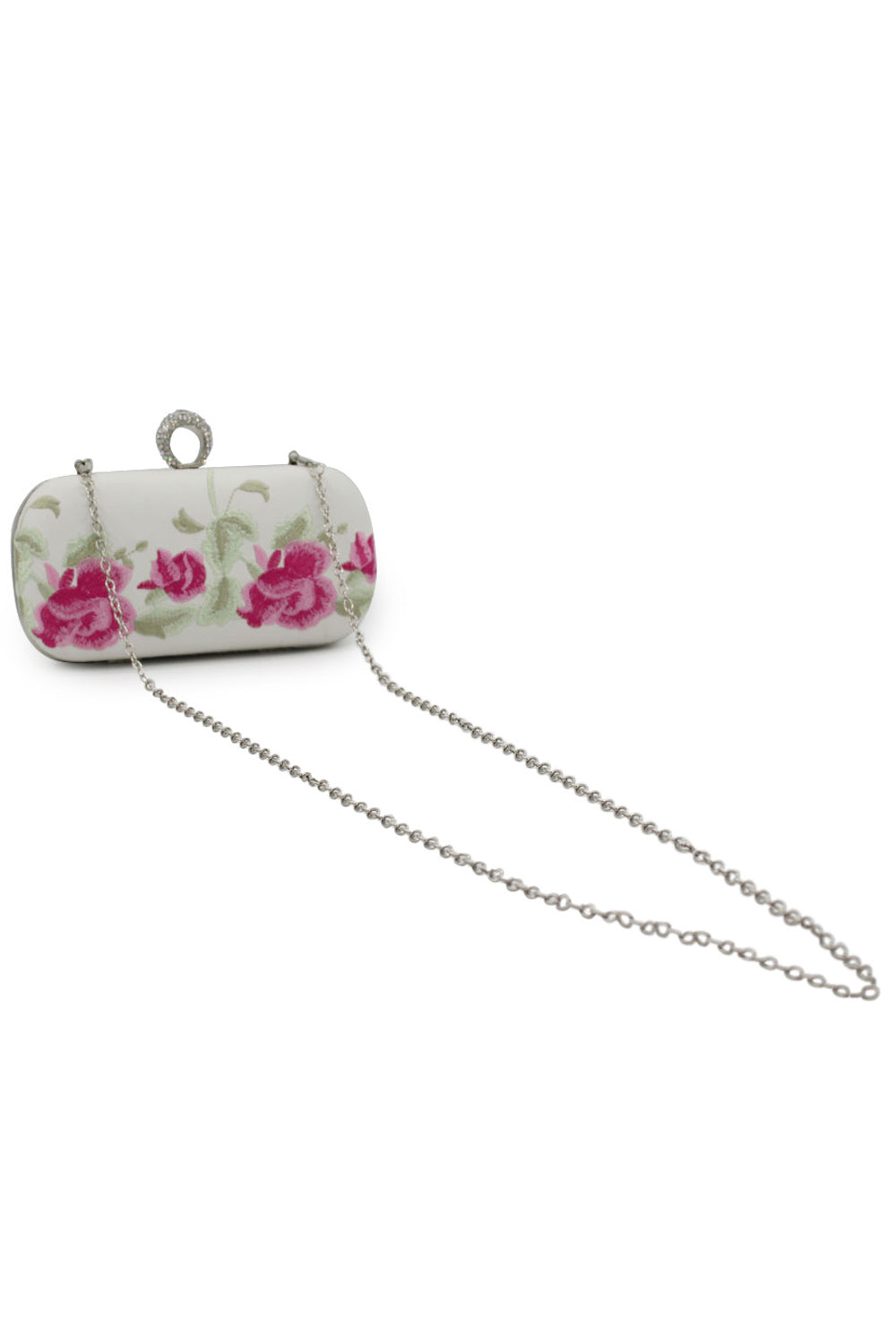 Women Flower Embroidered Ring Hook Clutch