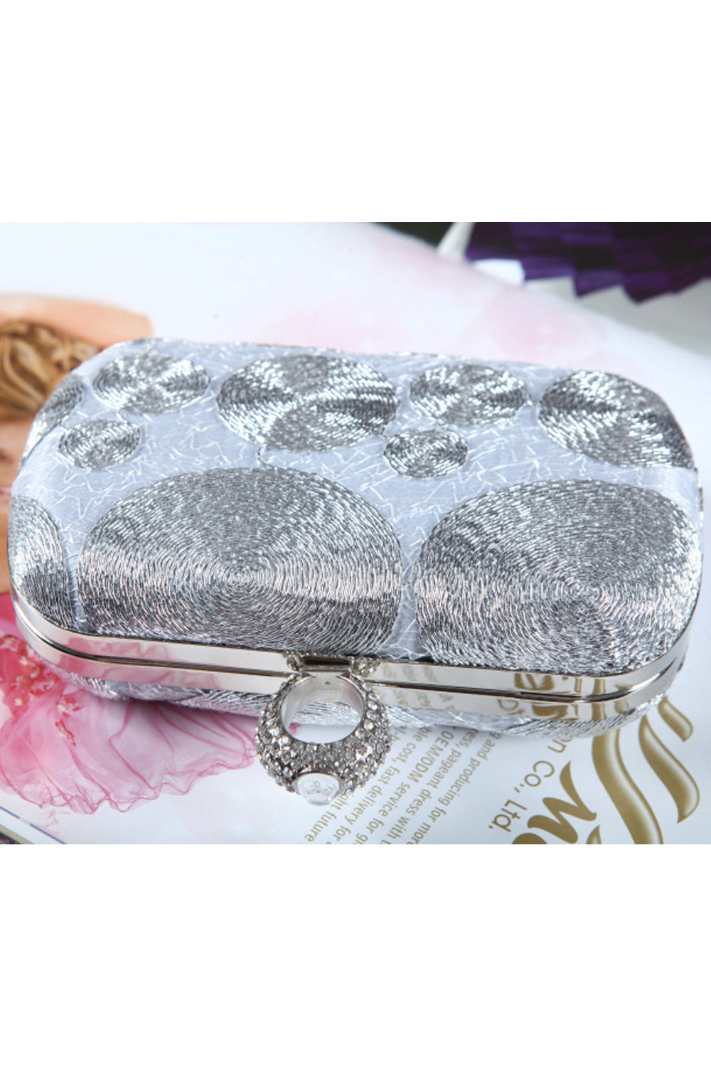 Women Fashion Flower Ring Hook Party Clutch Bag