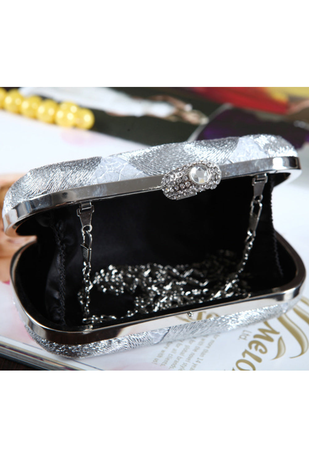 Women Fashion Flower Ring Hook Party Clutch Bag