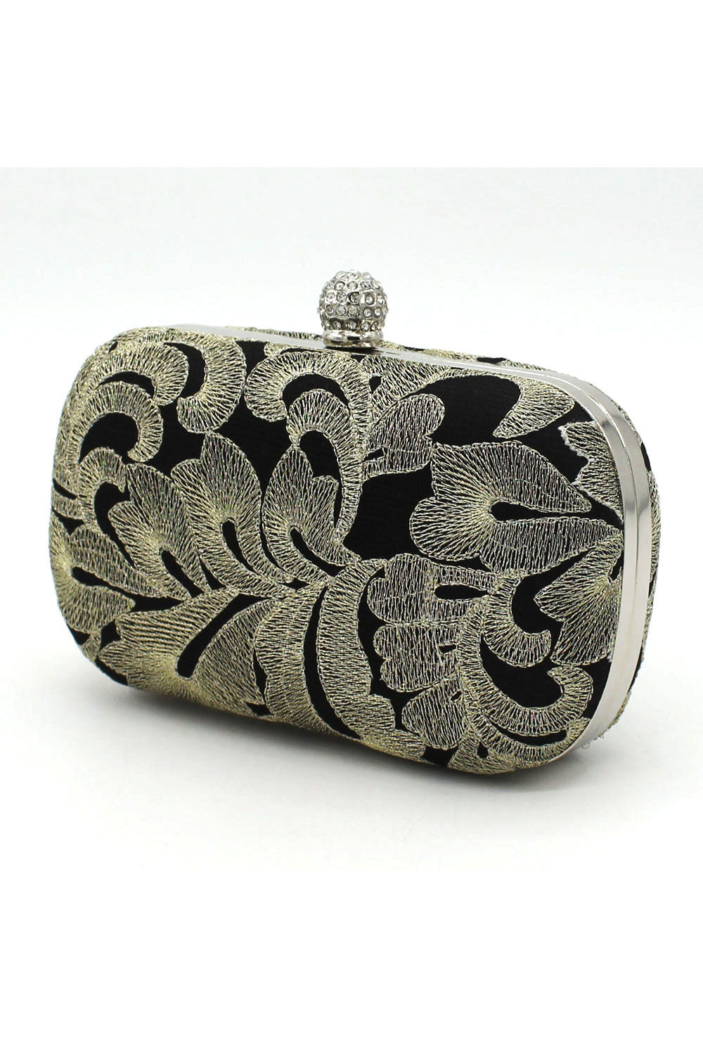 Women Embroidered Rhinstone Hook Stylish Clutch