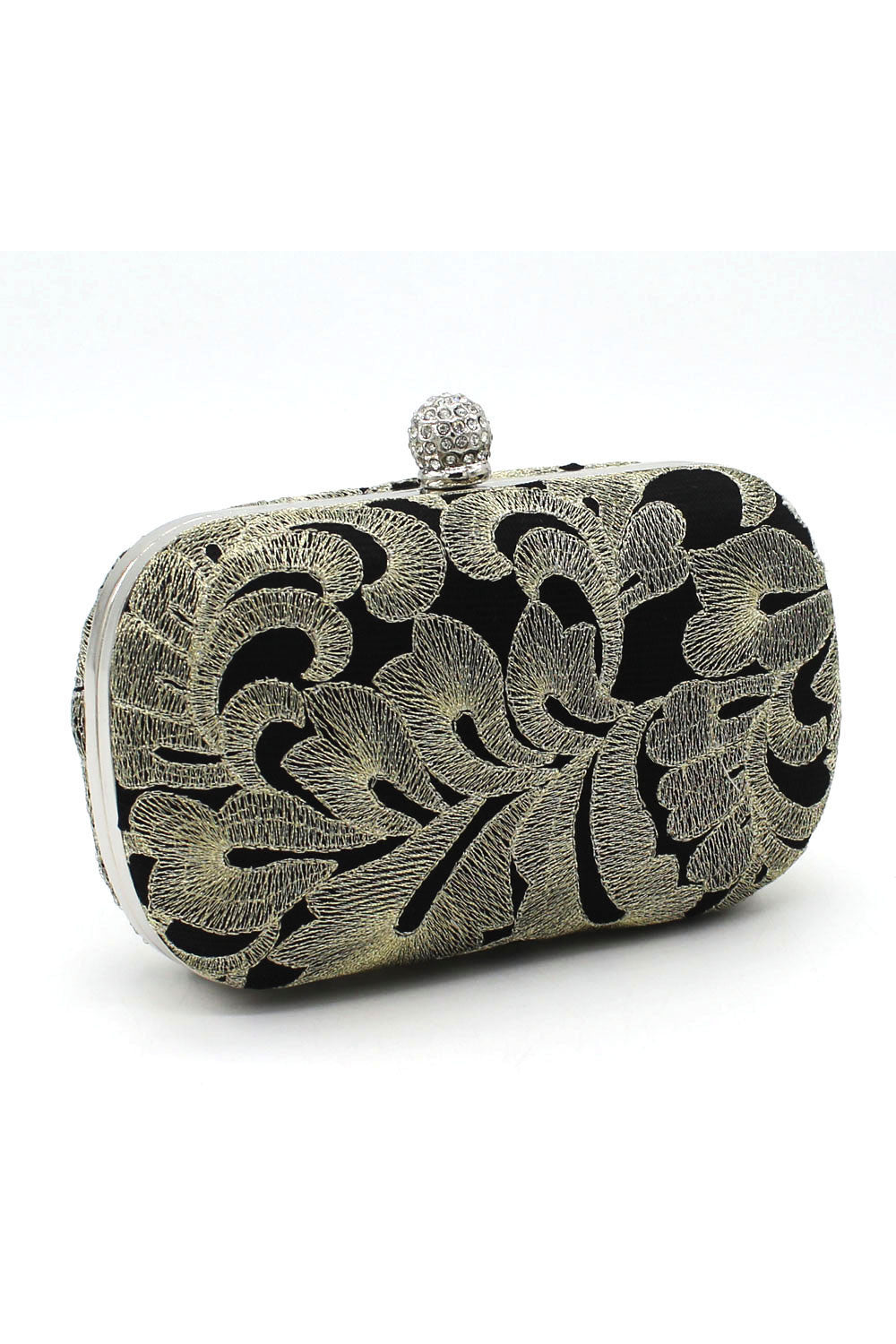 Women Embroidered Rhinstone Hook Stylish Clutch