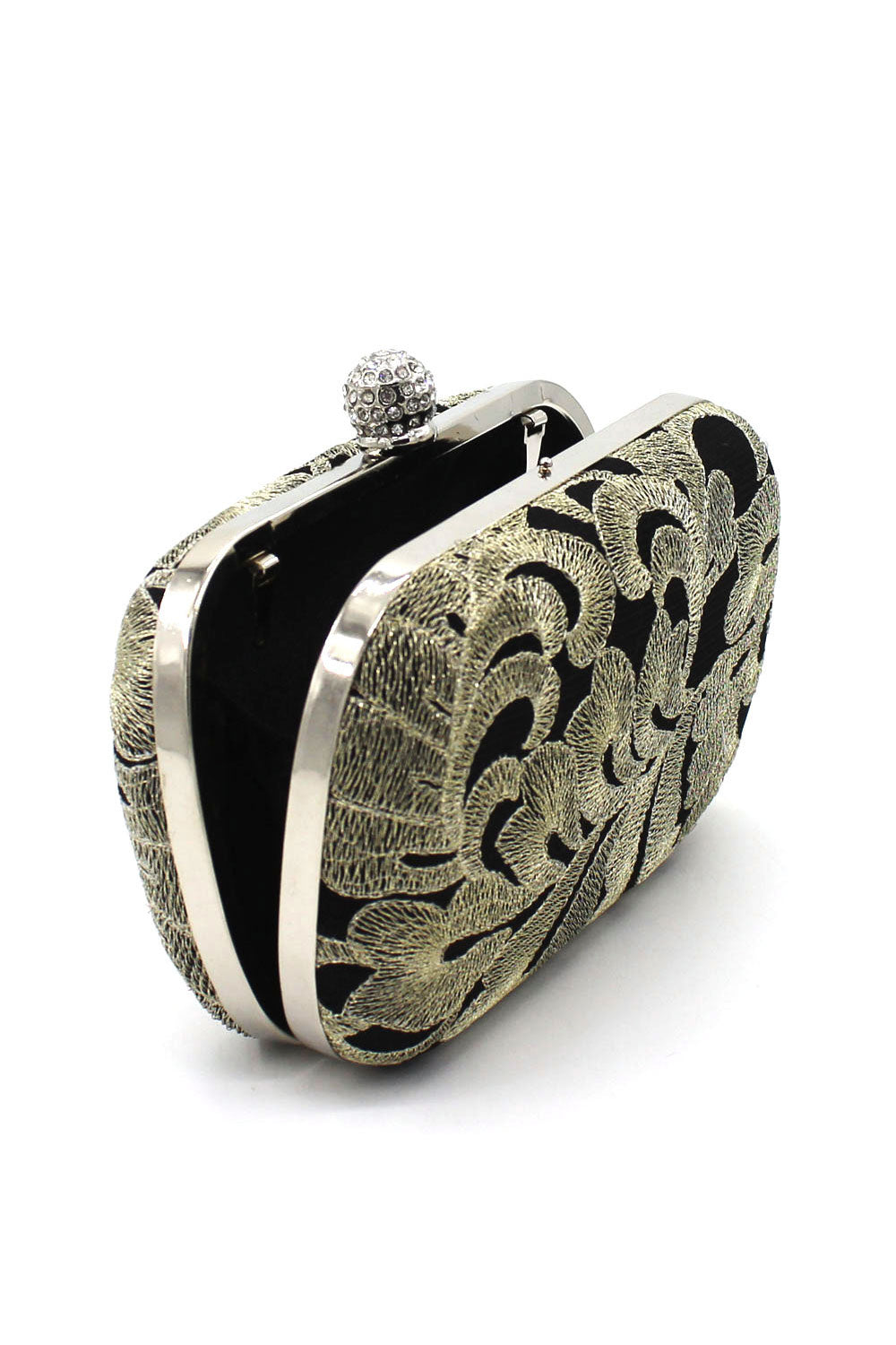 Women Embroidered Rhinstone Hook Stylish Clutch