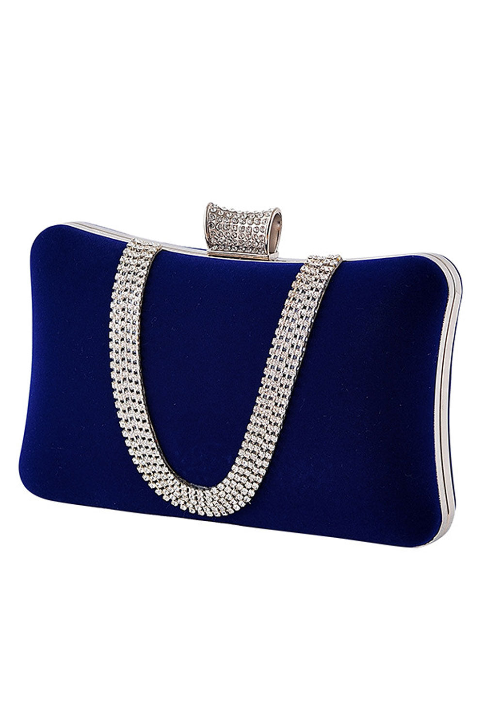 Women Stylish Solid Color Rhinestone Clutch Bag