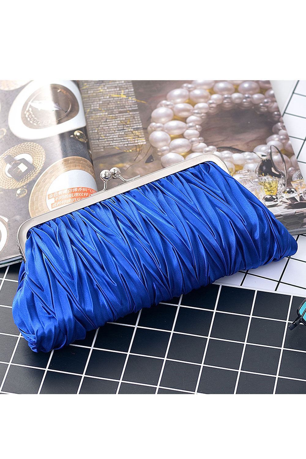 Women Stylish Pleated Pattern Dinner Clutch Bag