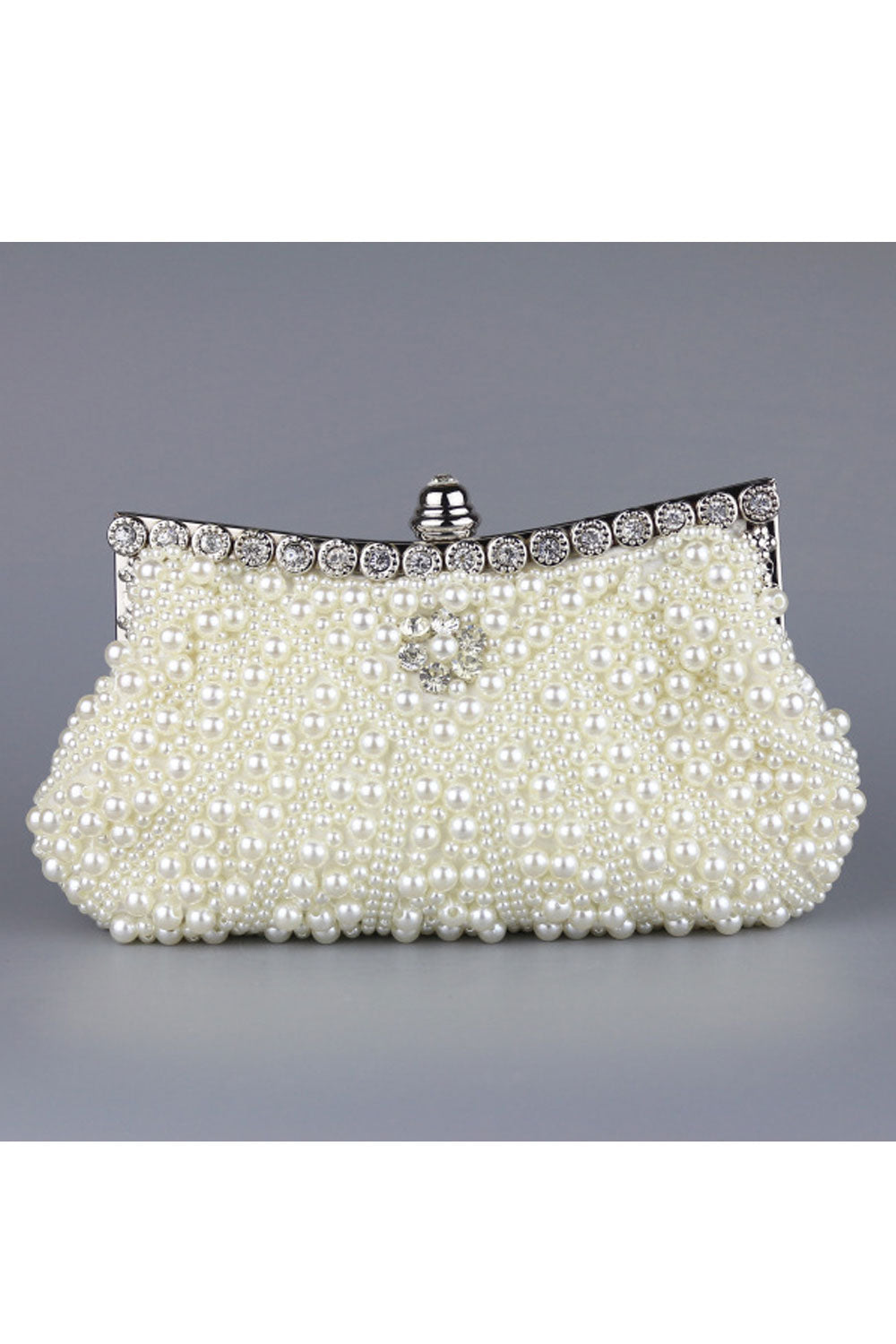 Women Cute Pearls Decorated Bridal Clutch Bag