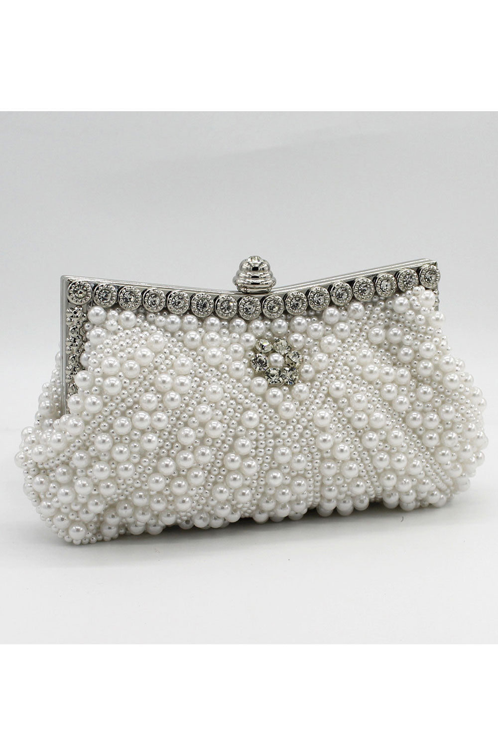 Women Cute Pearls Decorated Bridal Clutch Bag