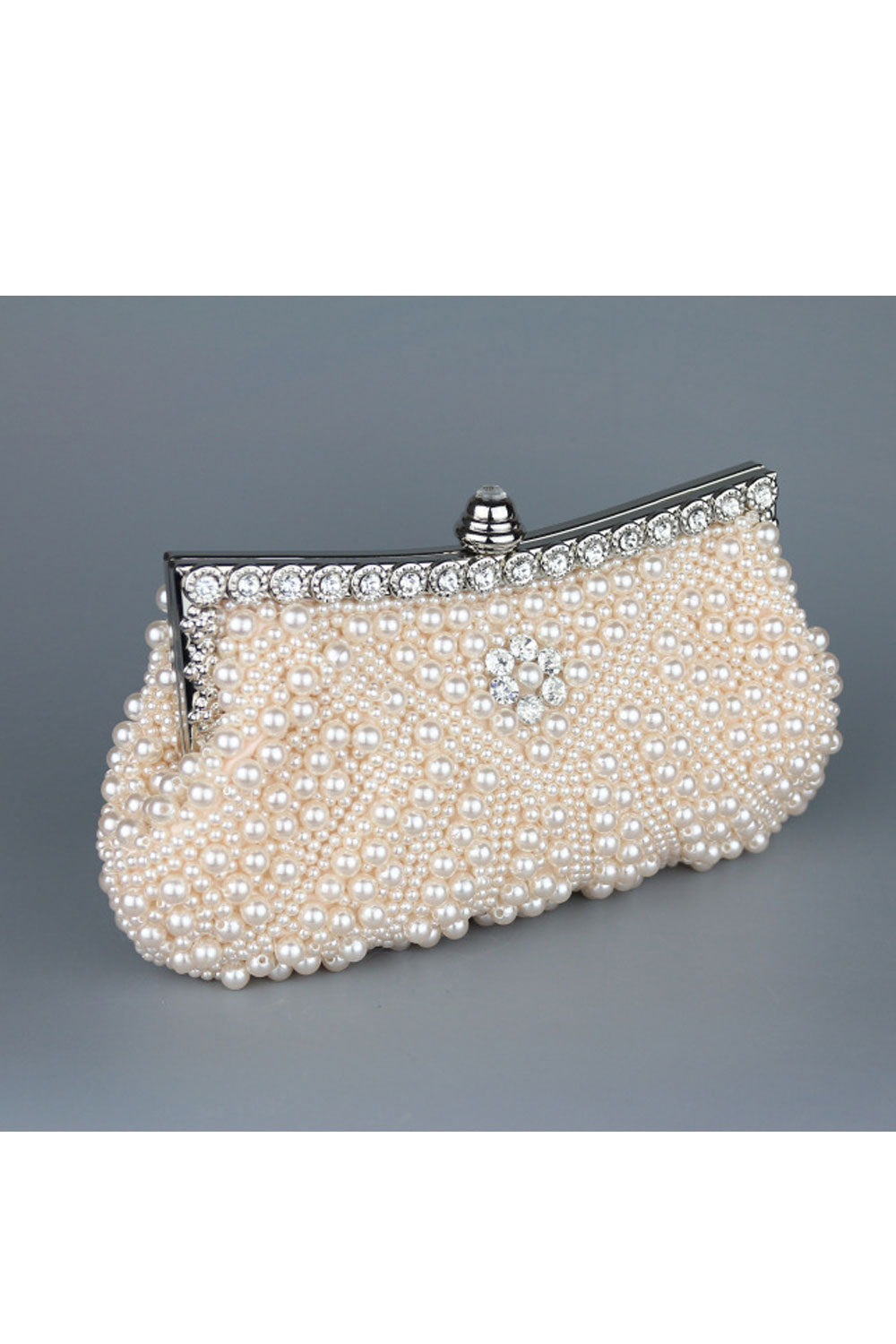 Women Cute Pearls Decorated Bridal Clutch Bag