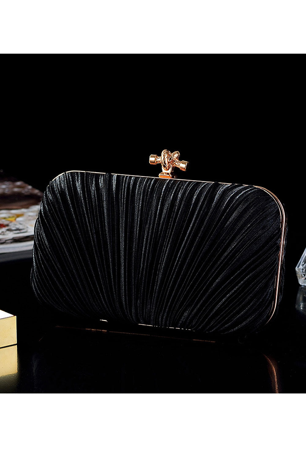 Women Pleated Pattern Fashion Clutch Bag