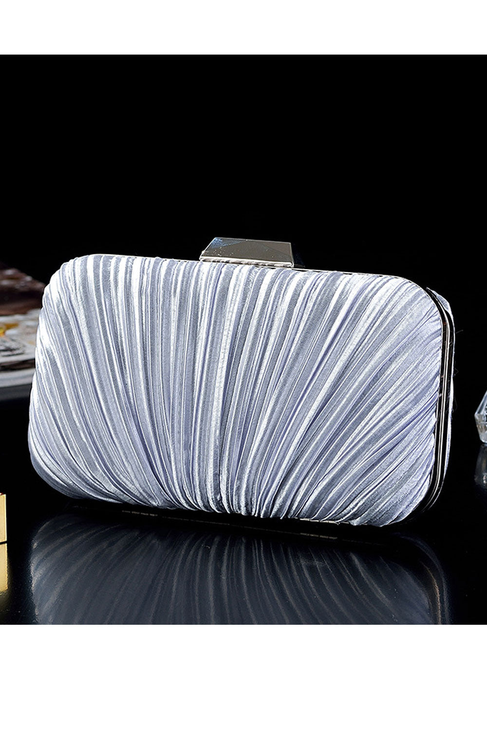 Women Pleated Pattern Fashion Clutch Bag