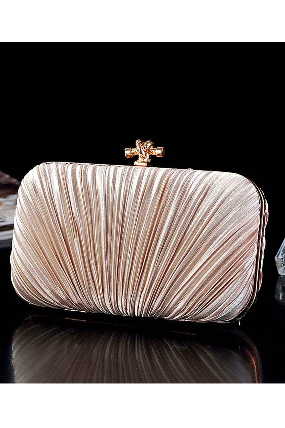 Women Pleated Pattern Fashion Clutch Bag